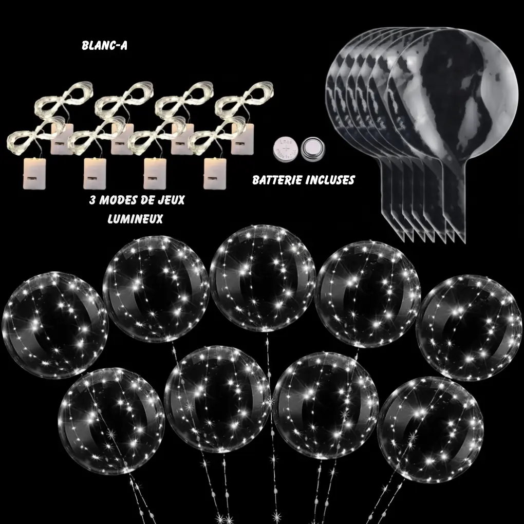 Ballons LED lumineux décoratifs– lot de 10 à 100 pièces Fééries Mancelya