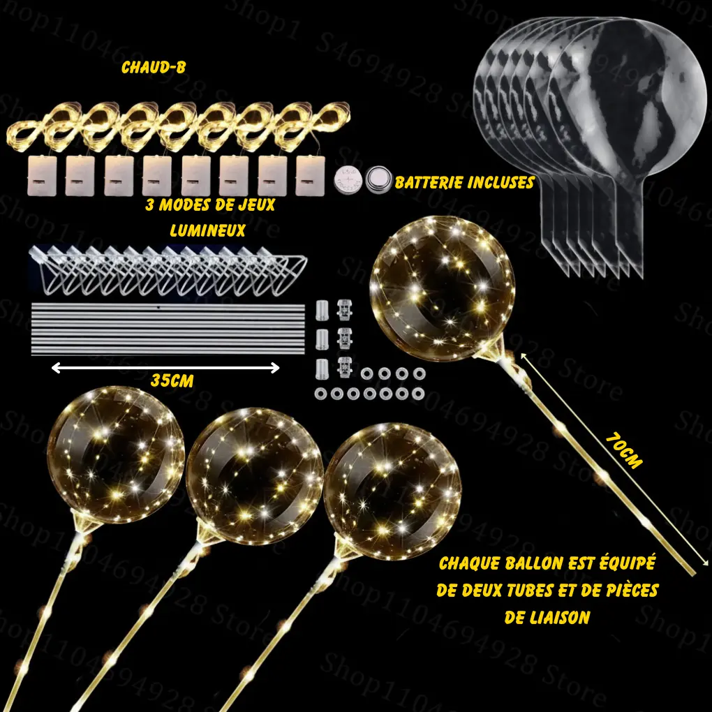 Ballons LED lumineux décoratifs– lot de 10 à 100 pièces Fééries Mancelya