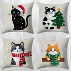 Housses d'oreiller imprimé chat festif(lot de 4) Fééries Mancelya