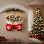 Couronne de Noël lumineuse en gants rouges Fééries Mancelya