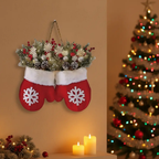 Couronne de Noël lumineuse en gants rouges Fééries Mancelya