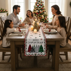 Chemin de table sapins et boules festives Fééries Mancelya