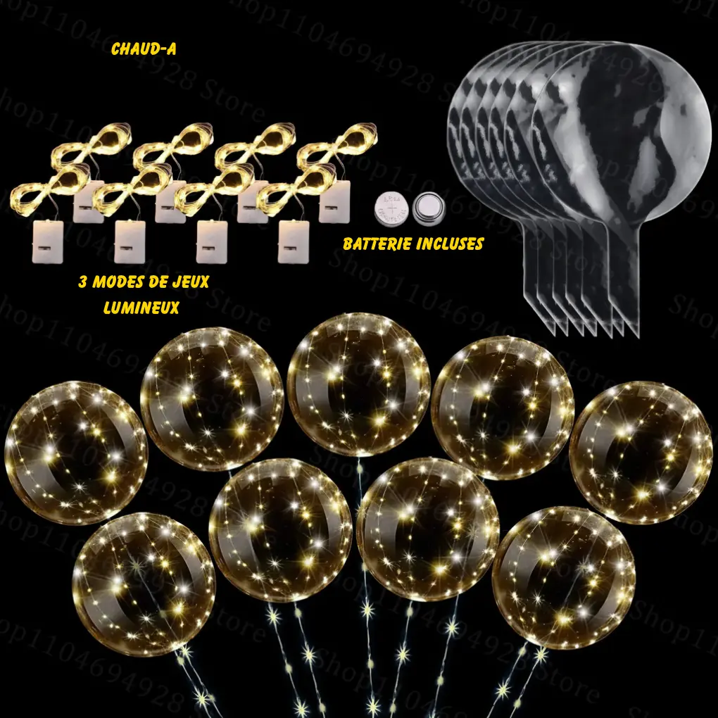 Ballons LED lumineux décoratifs– lot de 10 à 100 pièces Fééries Mancelya