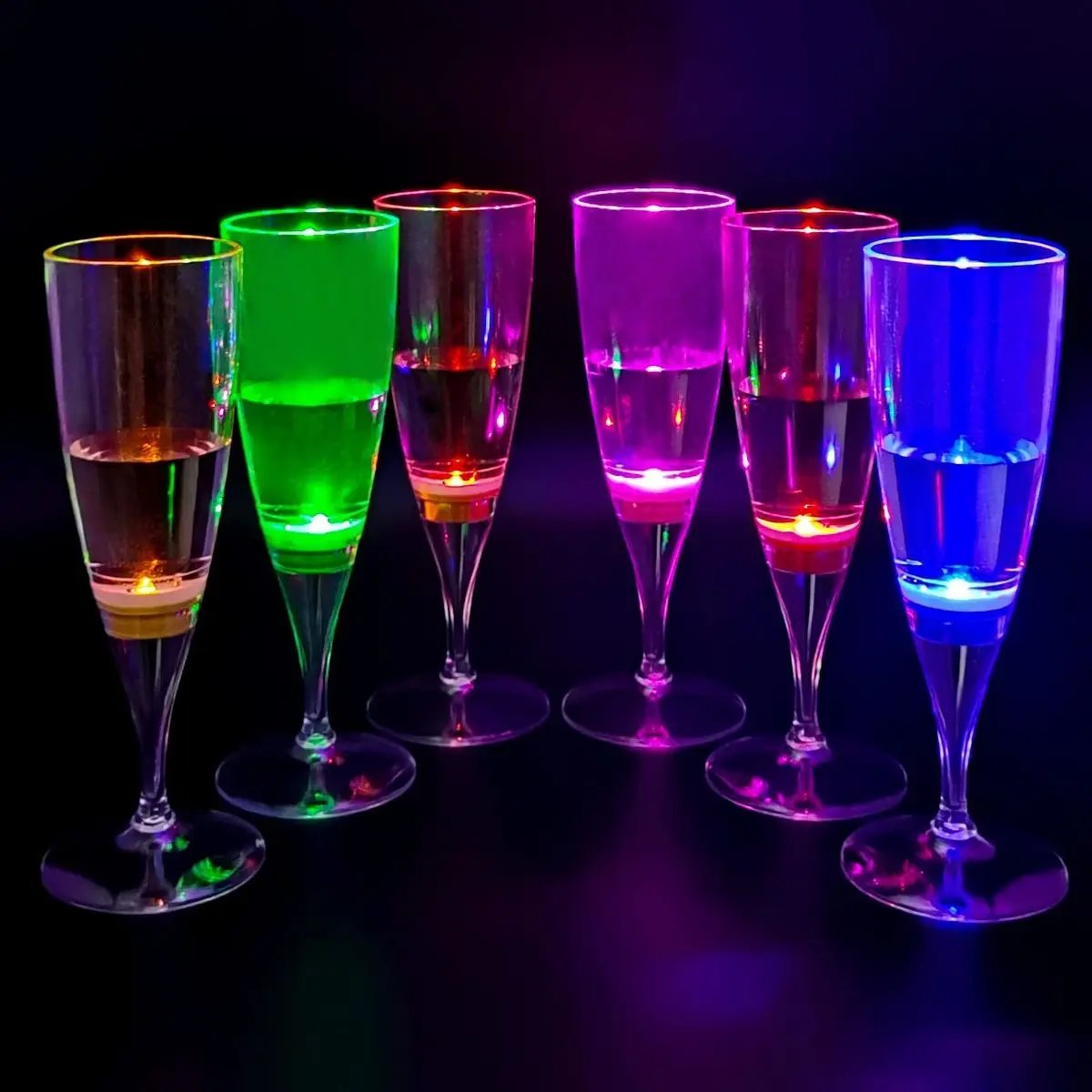 Coupes à champagne lumineuses LED - Set de 6 pièces
