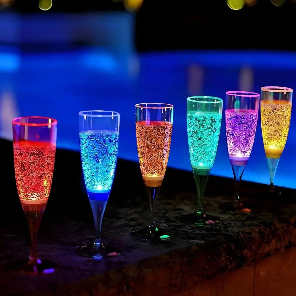 Coupes à champagne lumineuses LED - Set de 6 pièces