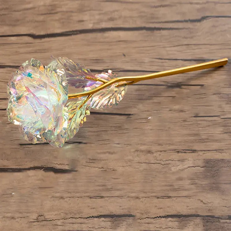 Rose éternelle plaquée Or 24K avec support LOVE Fééries Mancelya