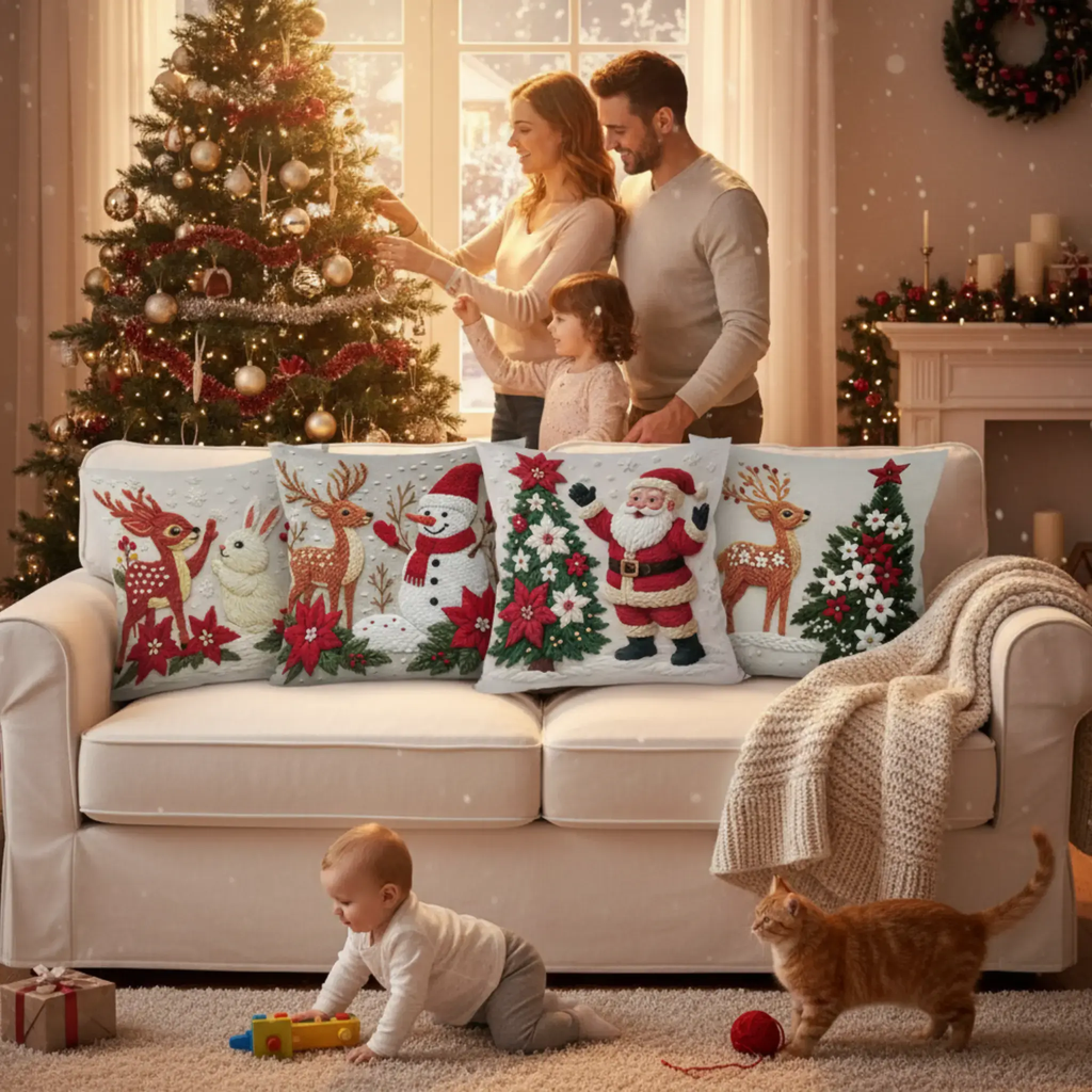 Housse de coussin imprimée de noël Fééries Mancelya