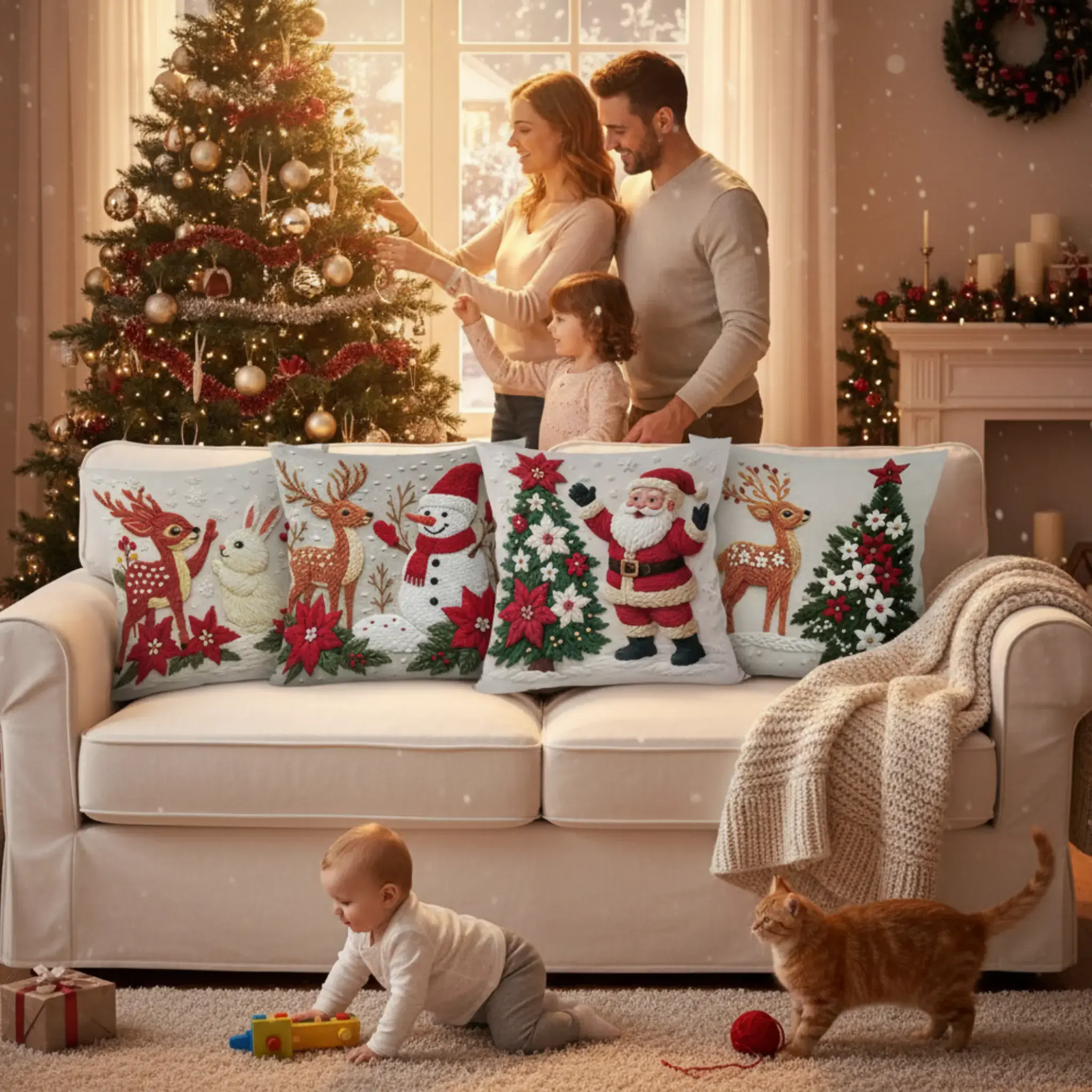 Housse de coussin imprimée de noël Fééries Mancelya