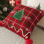 Housses de coussin imprimés avec pompons (lot de 2)