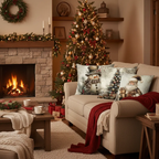 Housses de coussins noël en lin(lot de 4) Fééries Mancelya