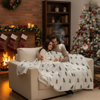 Plaid de noël en flanelle douce
 imprimée pin Fééries Mancelya