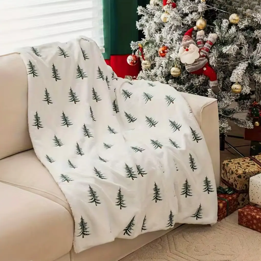 Plaid de noël en flanelle douce
 imprimée pin Fééries Mancelya