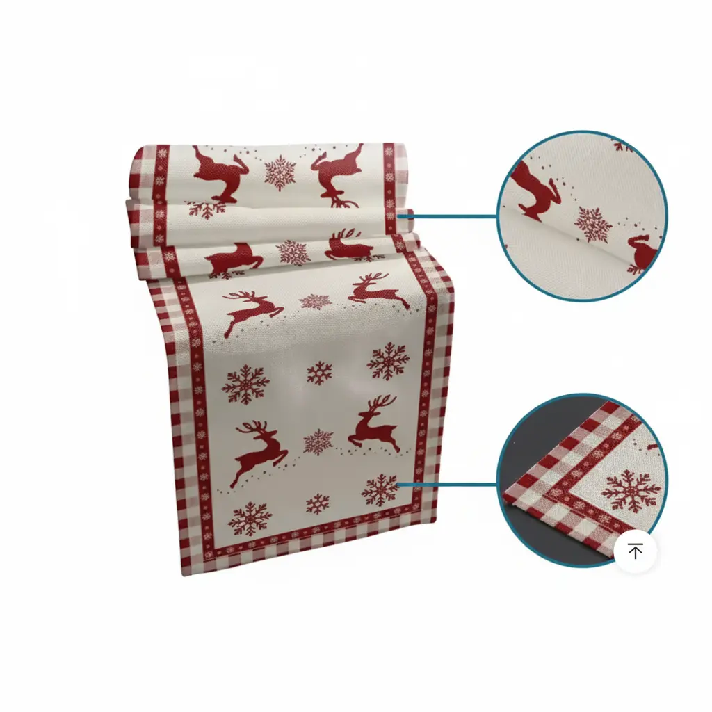 Chemin de table de Noël en lin Fééries Mancelya