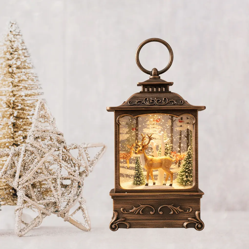 Lanterne de noël éclairée, veilleuse LED à piles Fééries Mancelya