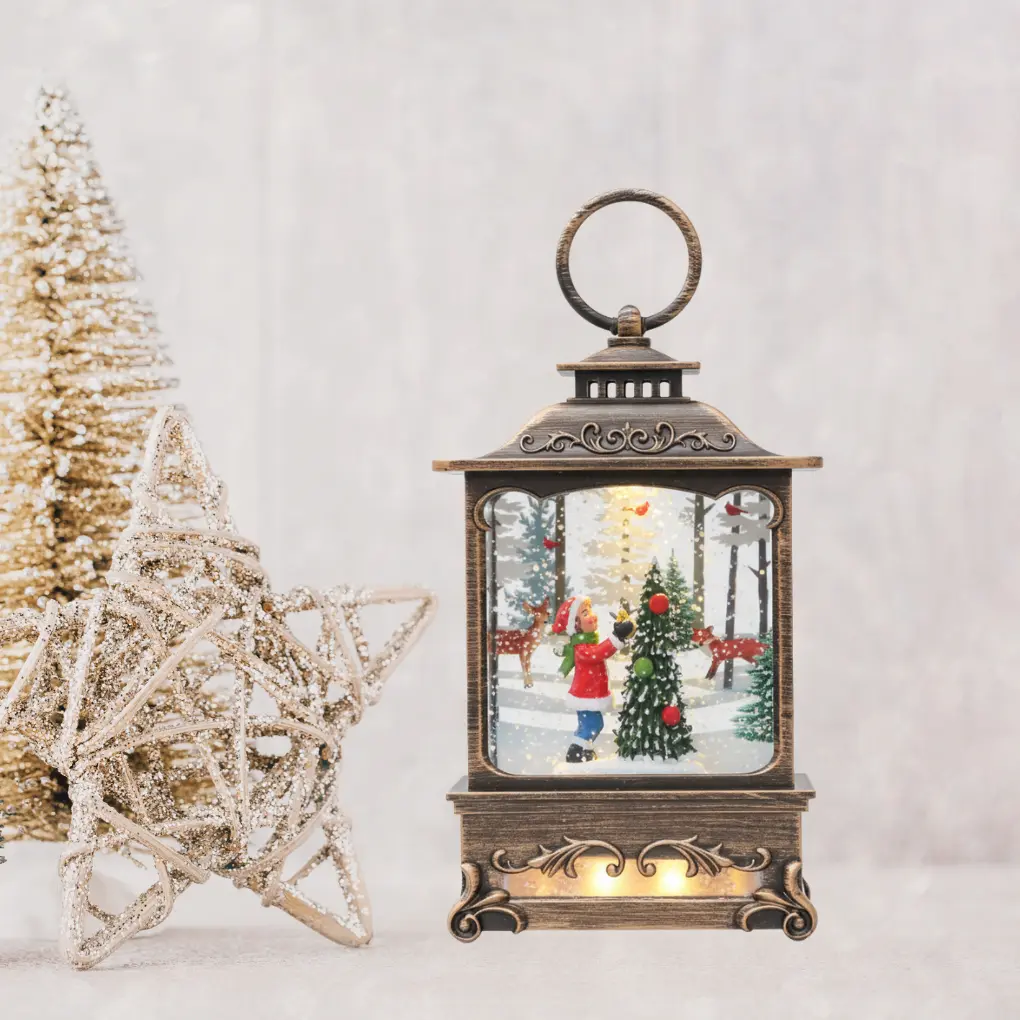 Lanterne de noël éclairée, veilleuse LED à piles Fééries Mancelya