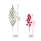 Branches de Pin Norfolk artificielles avec baies rouges – Lot de 15 pièces Fééries Mancelya
