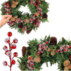 Bouquets de baies rouges artificielles enneigées Fééries Mancelya