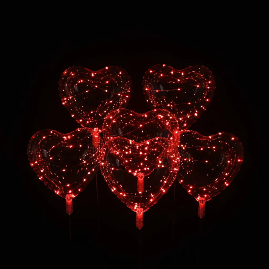 Ballons ondulés lumineux LED en forme de cœur Fééries Mancelya