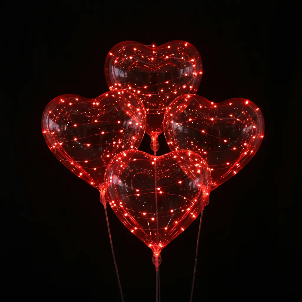Ballons ondulés lumineux LED en forme de cœur Fééries Mancelya