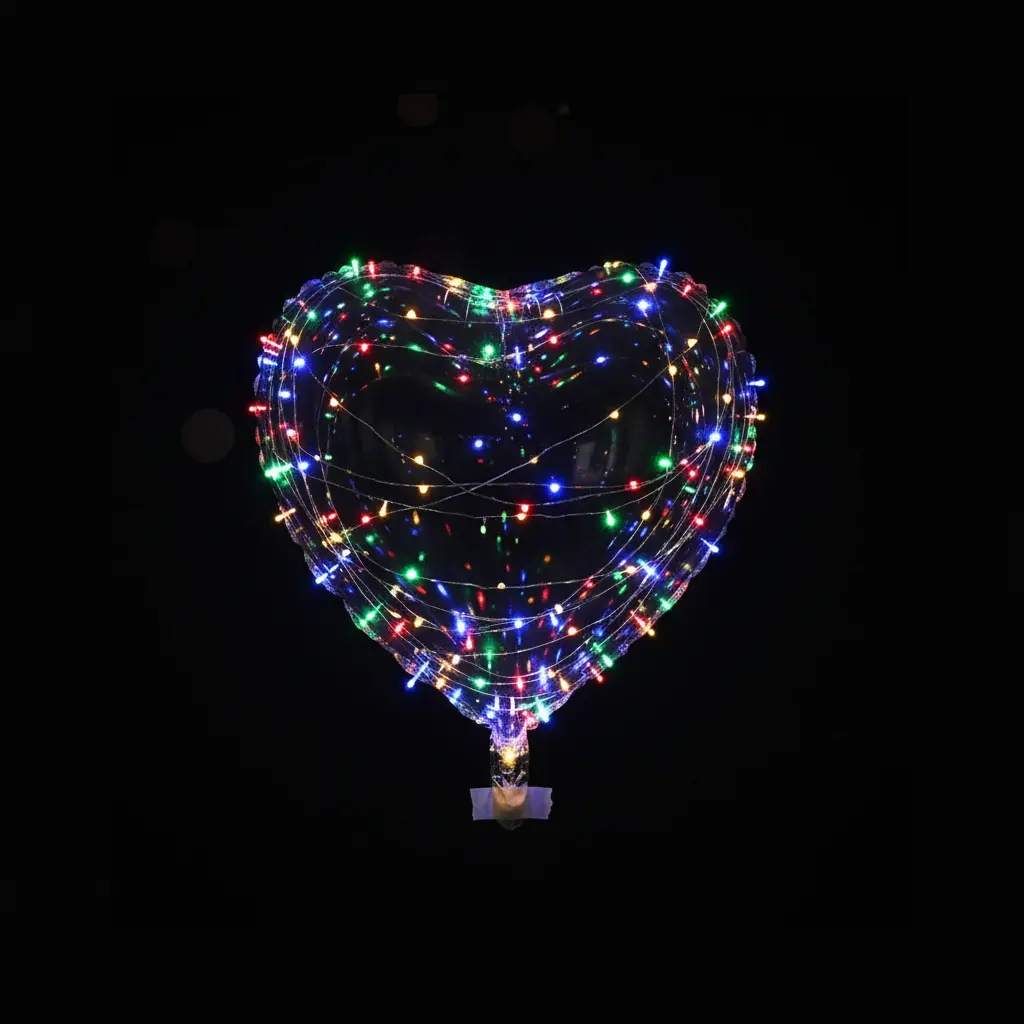 Ballons ondulés lumineux LED en forme de cœur Fééries Mancelya