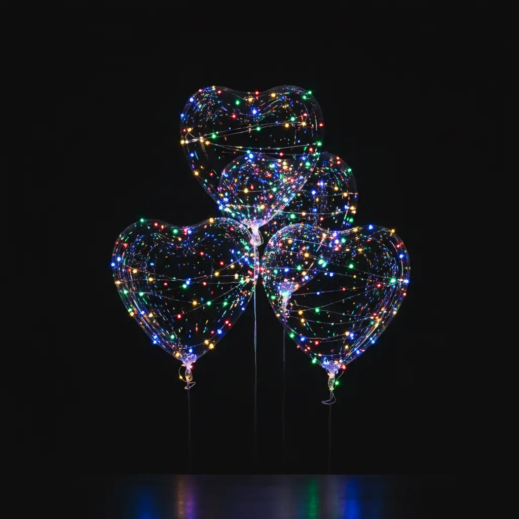 Ballons ondulés lumineux LED en forme de cœur Fééries Mancelya