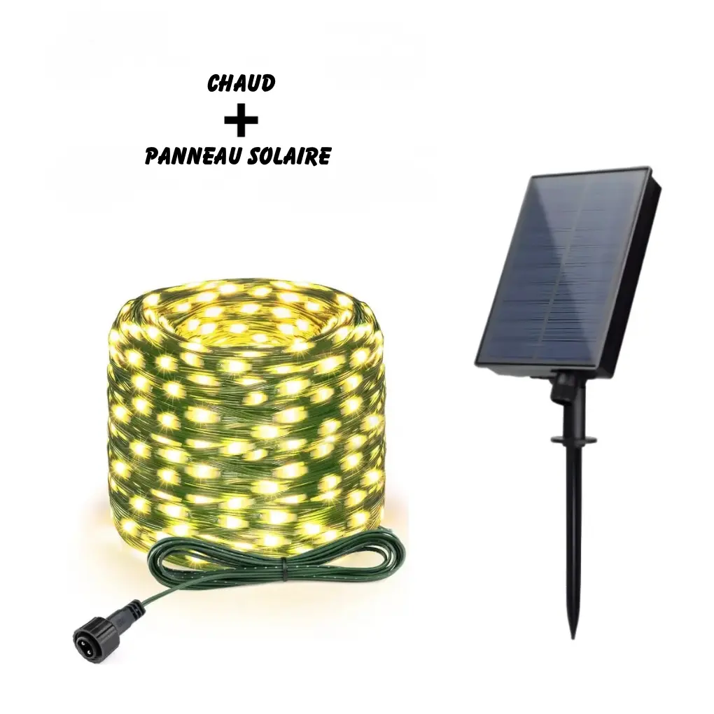 Guirlande lumineuse LED solaire & secteur – étanche avec télécommande Fééries Mancelya
