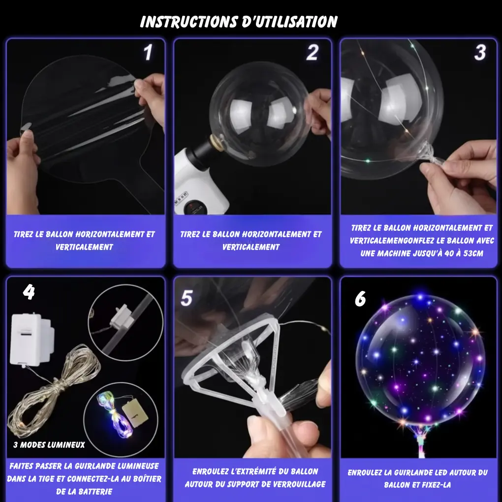 Ballons LED lumineux décoratifs– lot de 10 à 100 pièces Fééries Mancelya