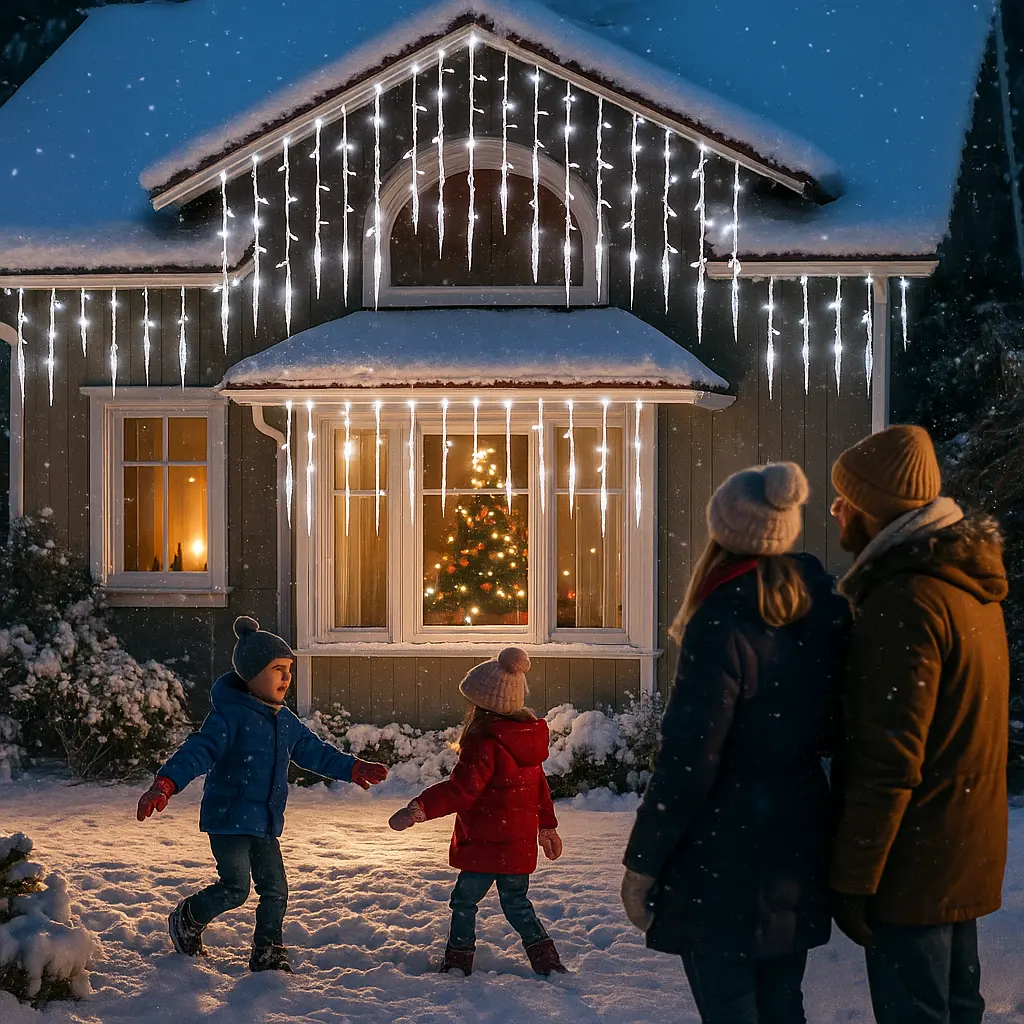 Guirlande lumineuse LED extérieure – Rideau de glaçons Fééries Mancelya
