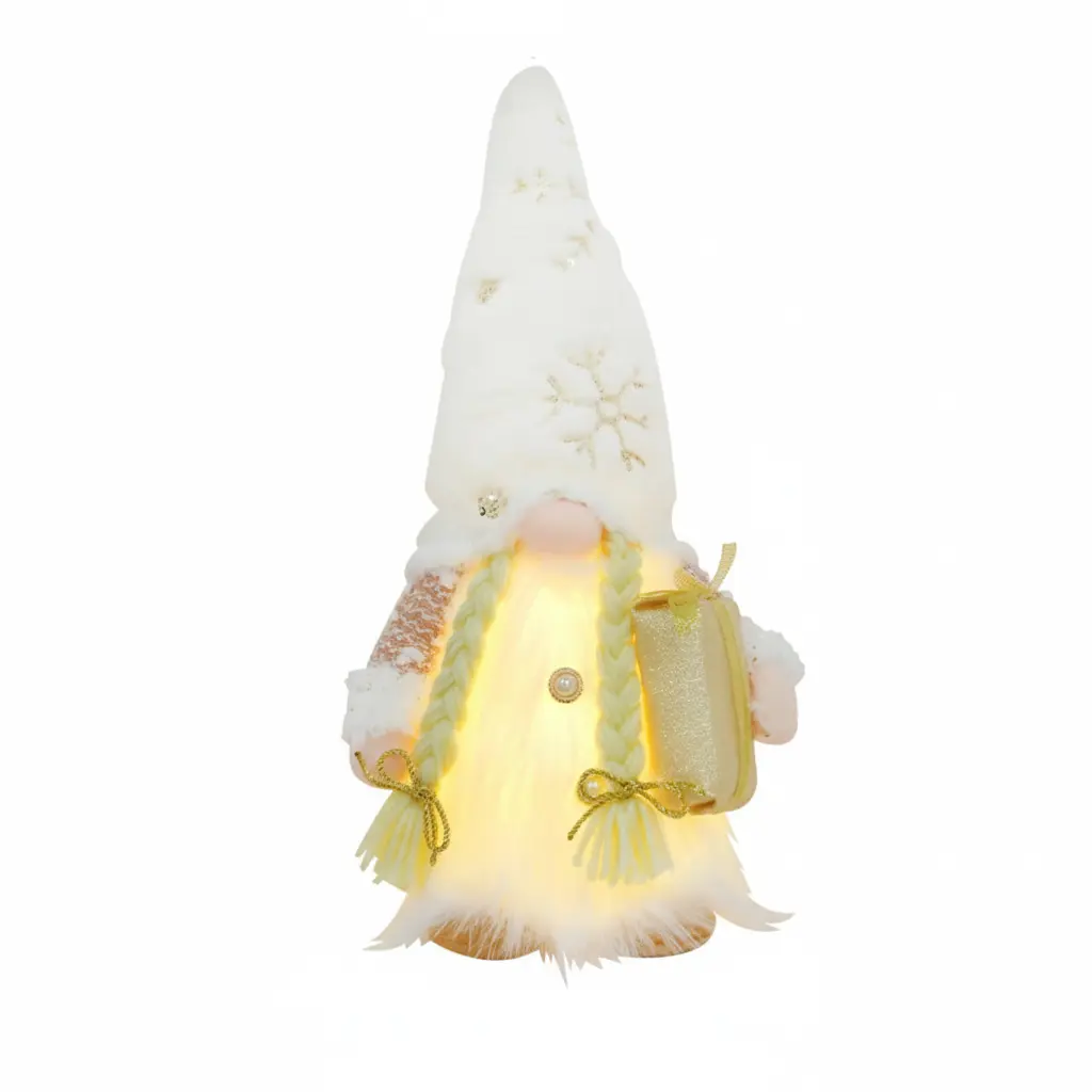 Poupée Gnome tricotée scintillante avec veilleuse LED Fééries Mancelya