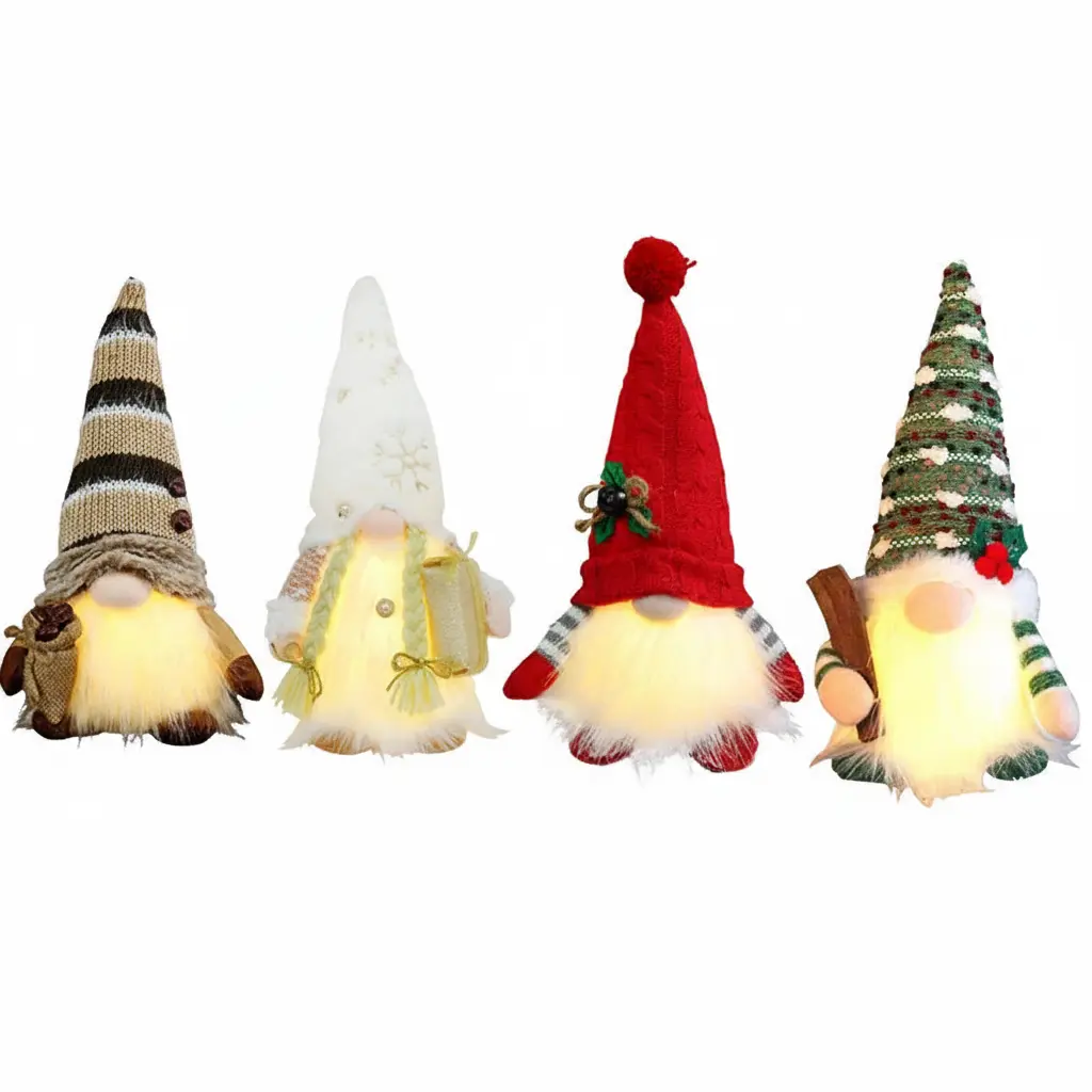 Poupée Gnome tricotée scintillante avec veilleuse LED Fééries Mancelya