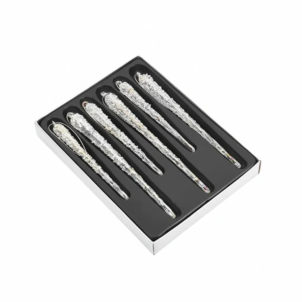 Ornements de Noël en verre – Stalactites scintillantes (lot de 6) Fééries Mancelya