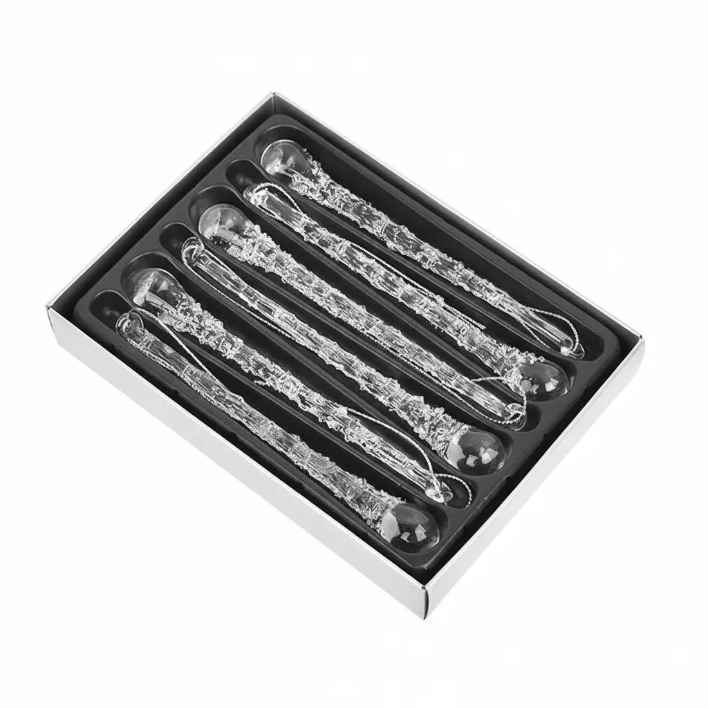 Ornements de Noël en verre – Stalactites scintillantes (lot de 6) Fééries Mancelya