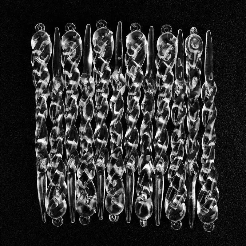 Ornements de noël glaçons torsadés en cristal transparent Fééries Mancelya