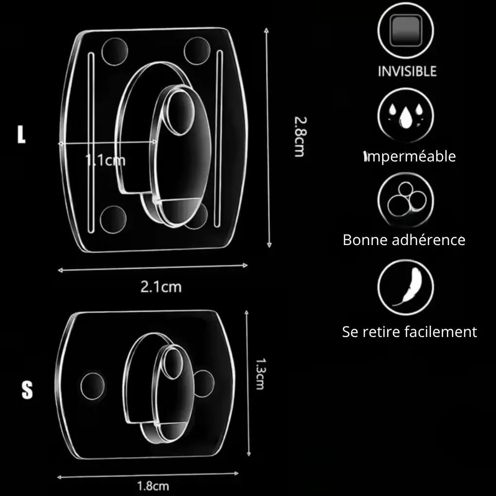 Mini crochets muraux invisibles et imperméables Fééries Mancelya