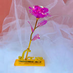 Rose éternelle plaquée Or 24K avec support LOVE Fééries Mancelya