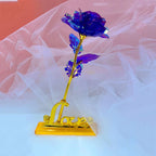 Rose éternelle plaquée Or 24K avec support LOVE Fééries Mancelya