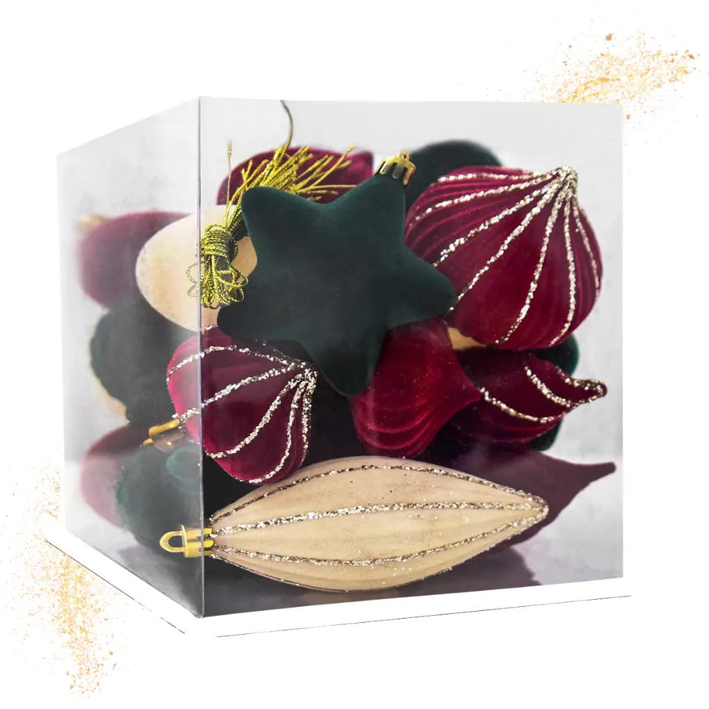 Coffret de boules de Noël flockées Fééries Mancelya