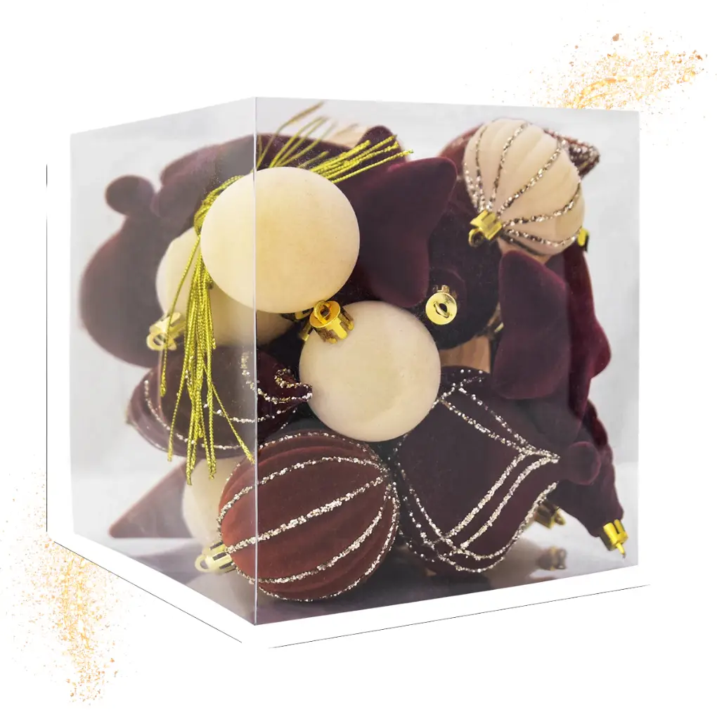 Coffret de boules de Noël flockées Fééries Mancelya