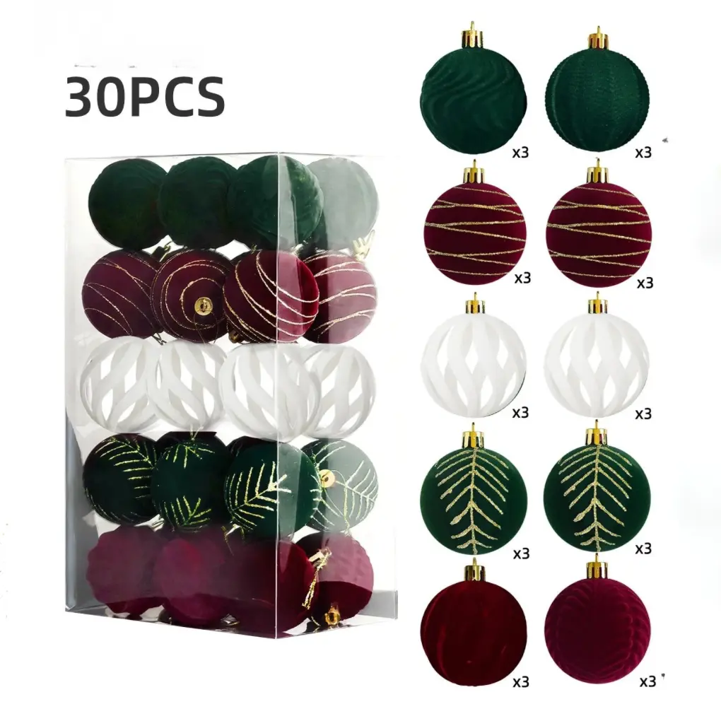 Boules de noël en velours(lot de 30) Fééries Mancelya