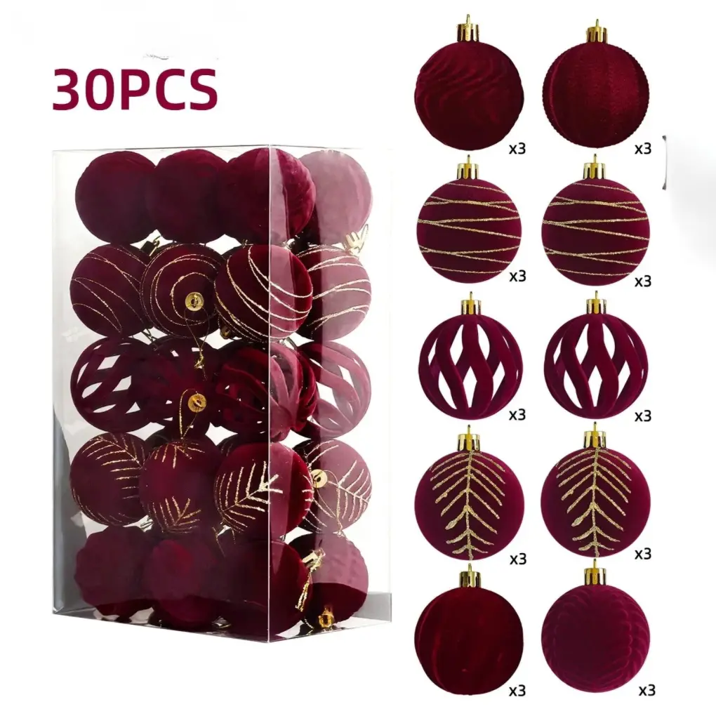 Boules de noël en velours(lot de 30) Fééries Mancelya