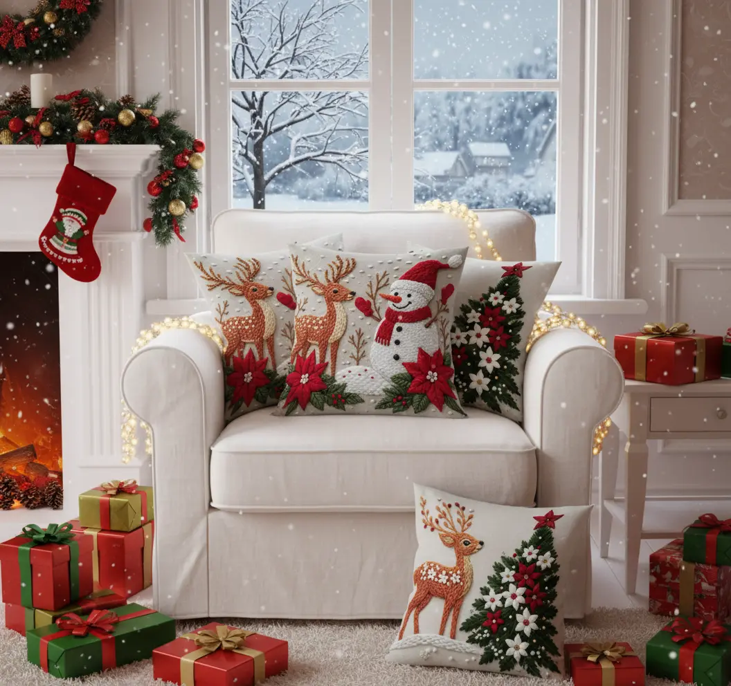 Housse de coussin brodé(lot de 4) Fééries Mancelya