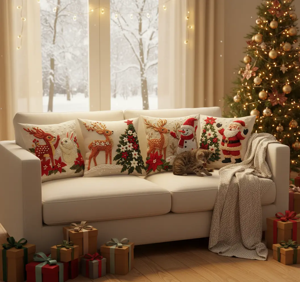 Housse de coussin brodé(lot de 4) Fééries Mancelya