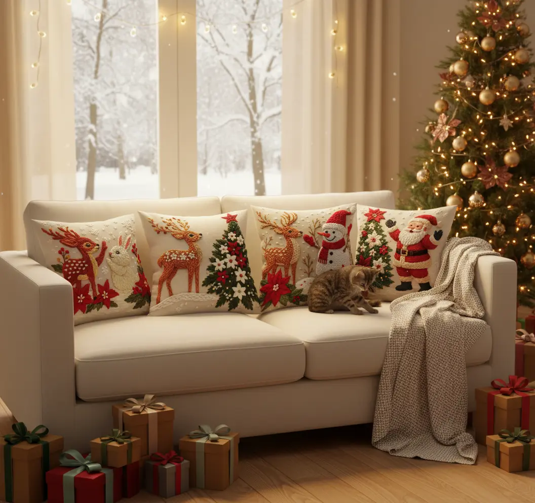 Housse de coussin brodé(lot de 4) Fééries Mancelya