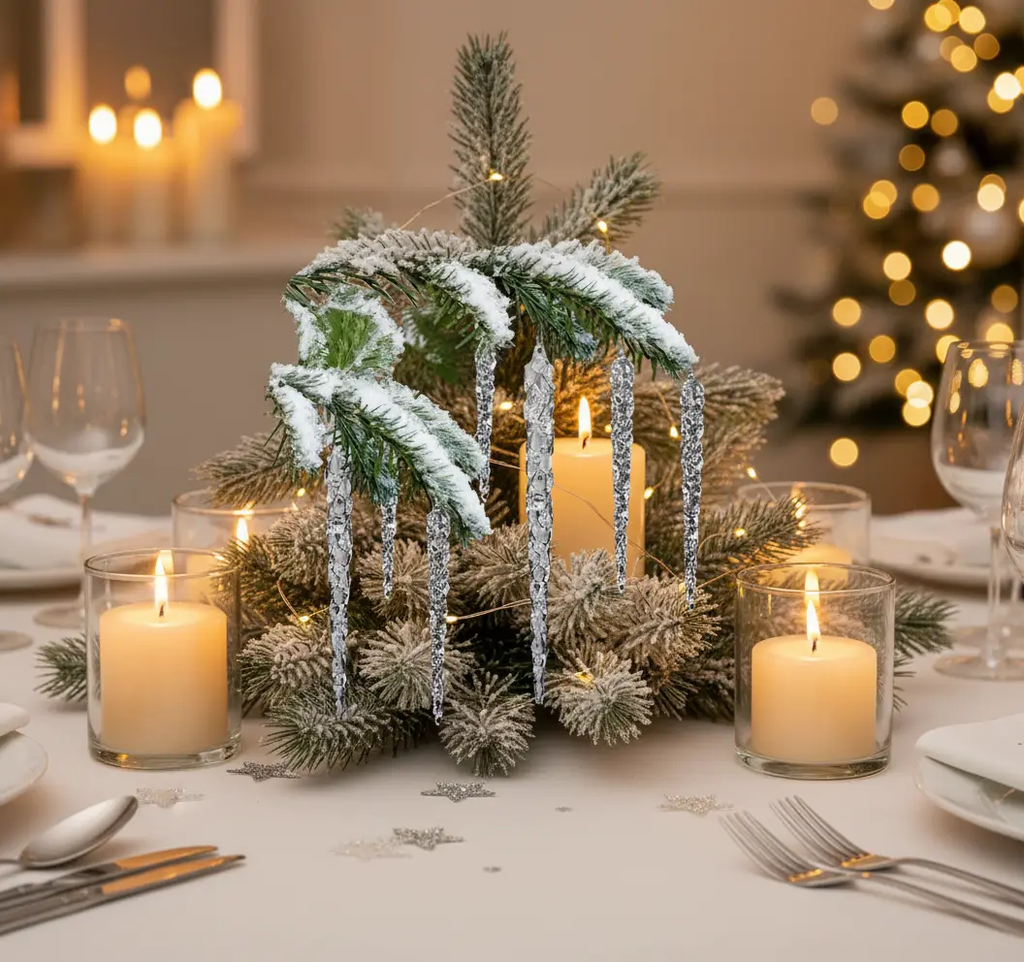 Ornements de Noël en verre – Stalactites scintillantes (lot de 6) Fééries Mancelya