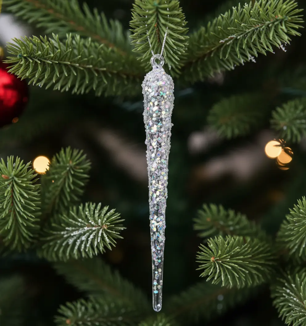 Ornements de Noël en verre – Stalactites scintillantes (lot de 6) Fééries Mancelya