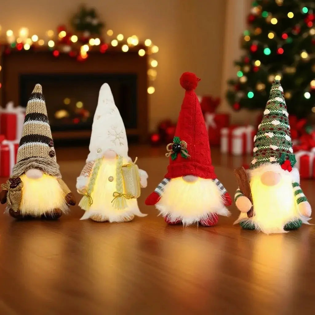 Poupée Gnome tricotée scintillante avec veilleuse LED Fééries Mancelya