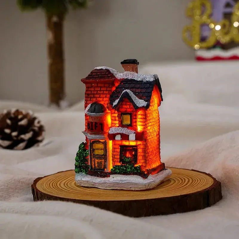 Maisons de Noël lumineuses LED en résine Fééries Mancelya