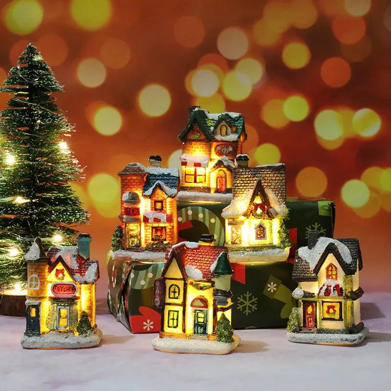 Maisons de Noël lumineuses LED en résine Fééries Mancelya
