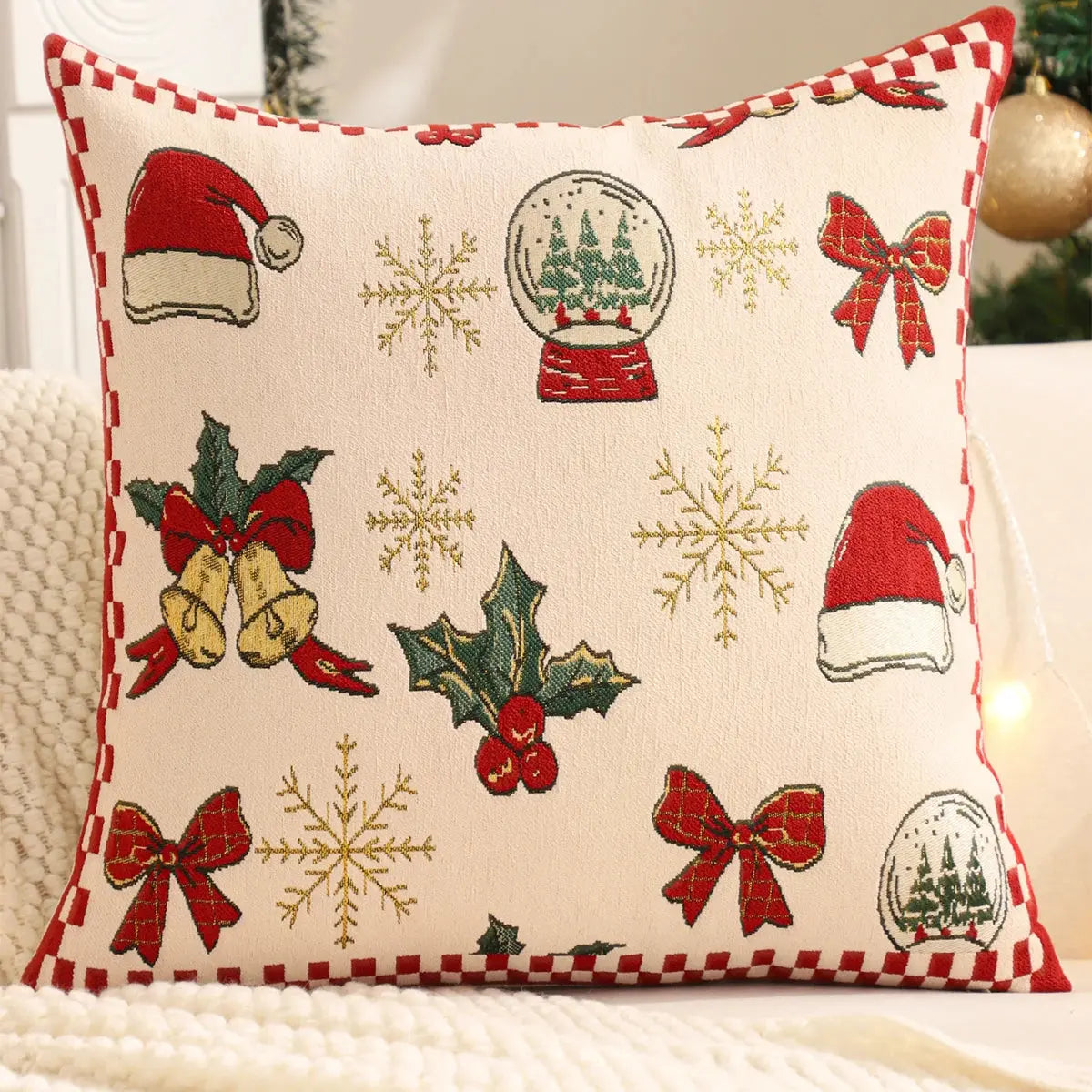 Housse de coussin de noël décoration festive Fééries Mancelya