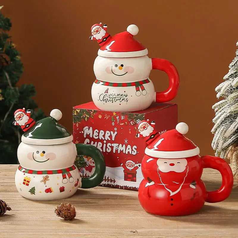 Tasse de Noël en céramique avec couvercle et cuillère Fééries Mancelya